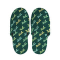 Green Dragonfly Pattern Print Slippers