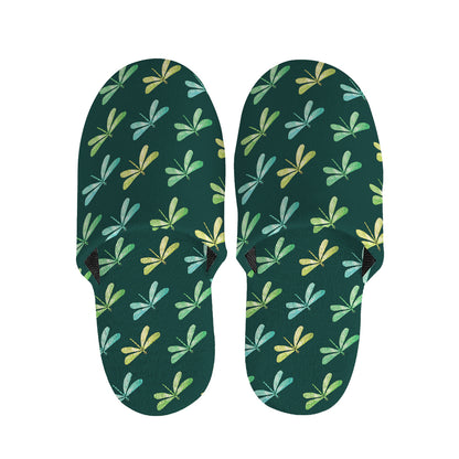 Green Dragonfly Pattern Print Slippers