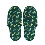 Green Dragonfly Pattern Print Slippers