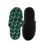 Green Dragonfly Pattern Print Slippers