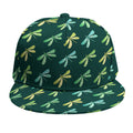 Green Dragonfly Pattern Print Snapback Cap