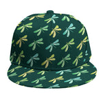 Green Dragonfly Pattern Print Snapback Cap