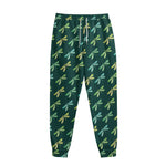 Green Dragonfly Pattern Print Sweatpants