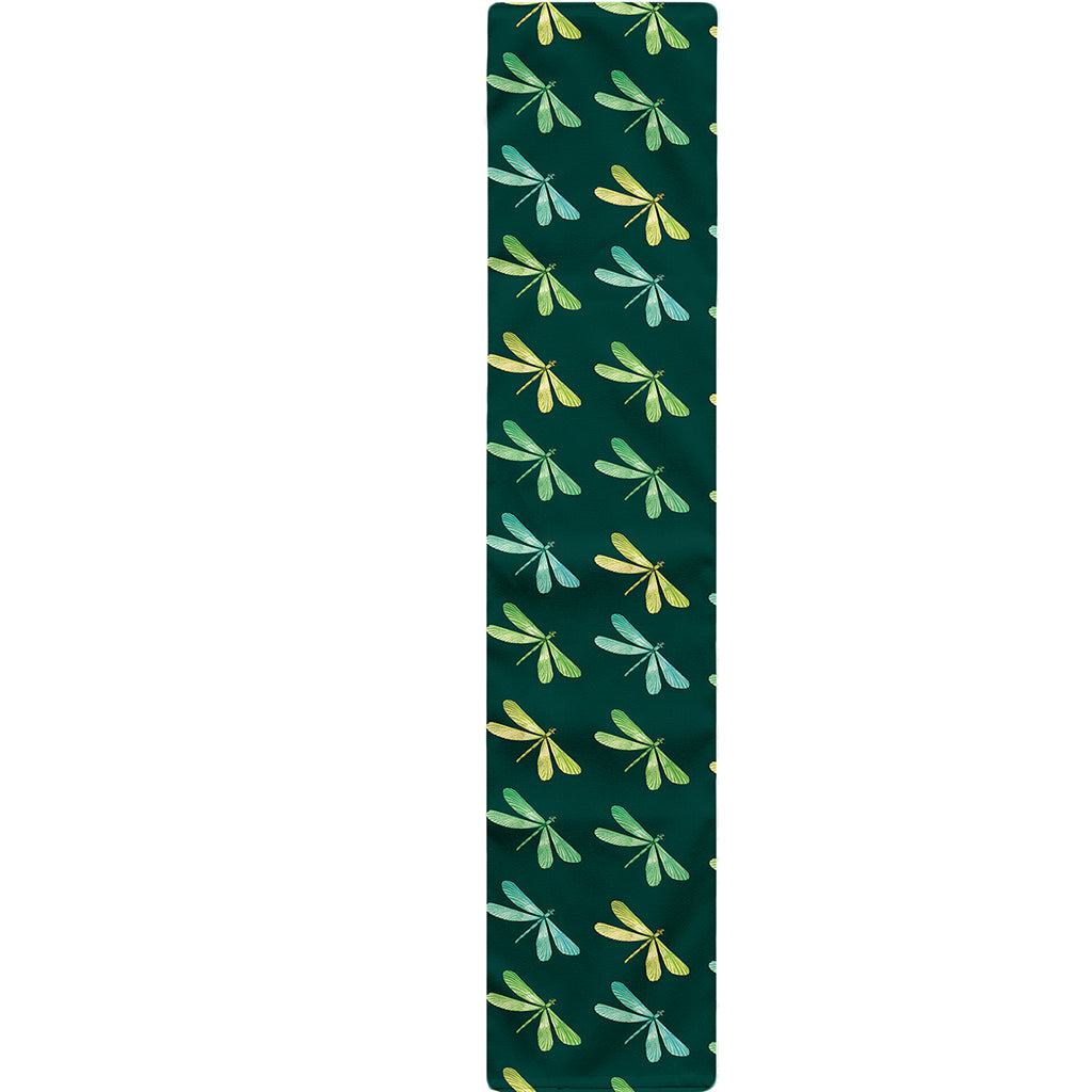 Green Dragonfly Pattern Print Table Runner