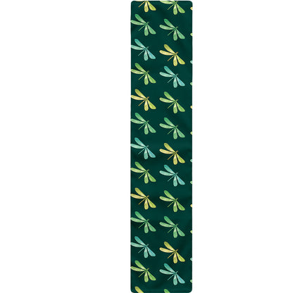 Green Dragonfly Pattern Print Table Runner