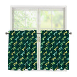 Green Dragonfly Pattern Print Tier Curtains