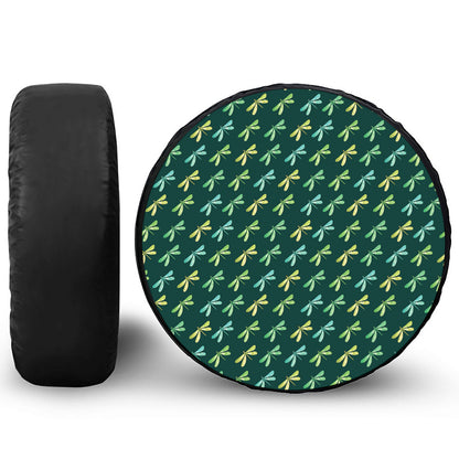 Green Dragonfly Pattern Print Tire Cover