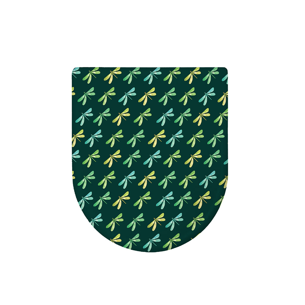 Green Dragonfly Pattern Print Toilet Lid Cover