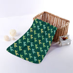 Green Dragonfly Pattern Print Towel