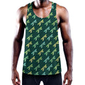 Green Dragonfly Pattern Print Men's Workout Tank Top