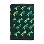 Green Dragonfly Pattern Print Trifold Wallet