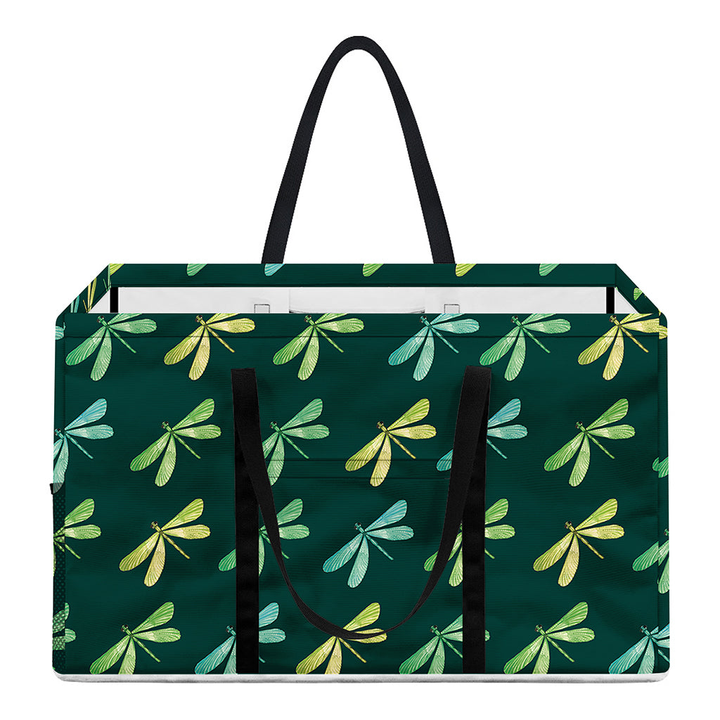 Green Dragonfly Pattern Print Utility Tote Bag