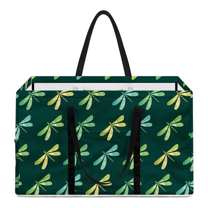 Green Dragonfly Pattern Print Utility Tote Bag