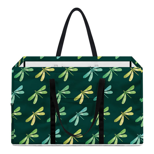 Green Dragonfly Pattern Print Utility Tote Bag