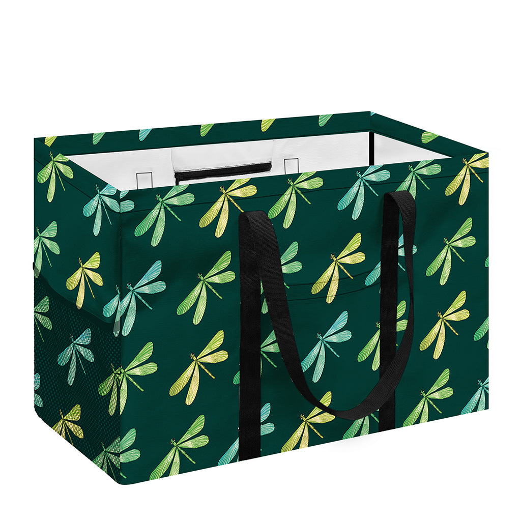 Green Dragonfly Pattern Print Utility Tote Bag