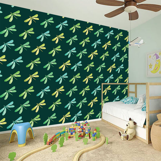 Green Dragonfly Pattern Print Wall Sticker