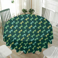 Green Dragonfly Pattern Print Waterproof Round Tablecloth
