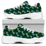 Green Dragonfly Pattern Print White Chunky Shoes