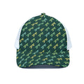 Green Dragonfly Pattern Print White Mesh Trucker Hat