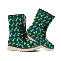 Green Dragonfly Pattern Print Winter Boots