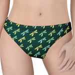 Green Dragonfly Pattern Print Women's Thong