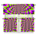Green Expansion Moving Optical Illusion 3 Piece Kitchen Curtains