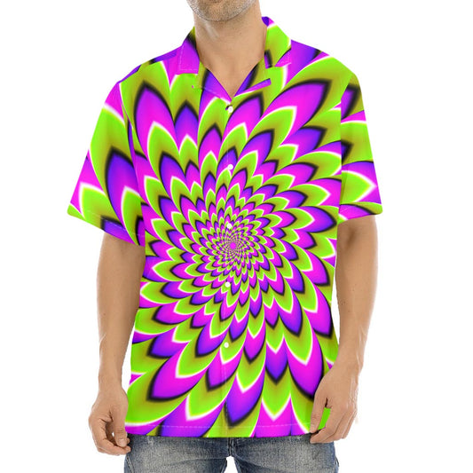 Green Expansion Moving Optical Illusion Aloha Shirt