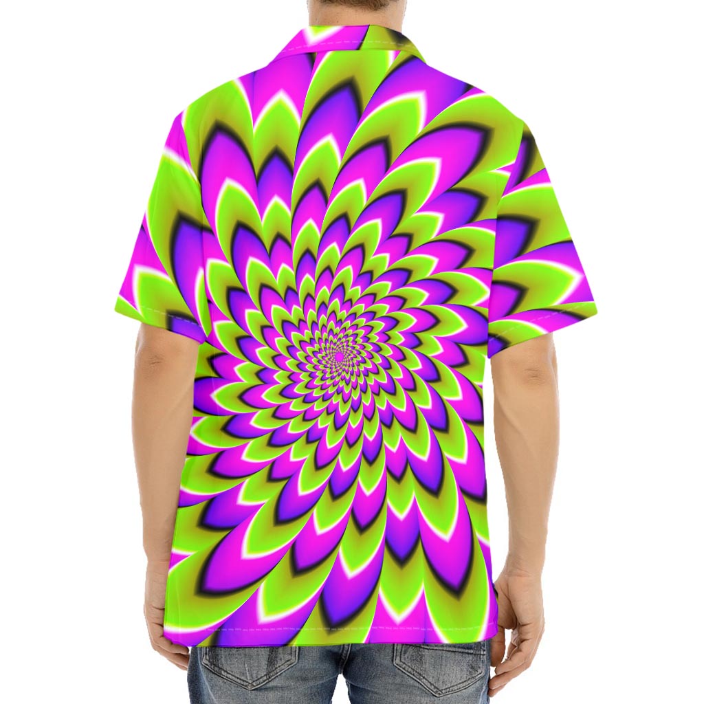 Green Expansion Moving Optical Illusion Aloha Shirt