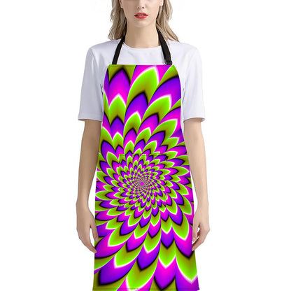 Green Expansion Moving Optical Illusion Bib Apron With Pocket