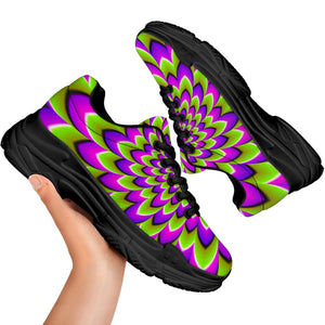 Green Expansion Moving Optical Illusion Black Chunky Shoes