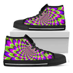 Green Expansion Moving Optical Illusion Black High Top Sneakers