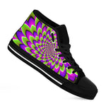 Green Expansion Moving Optical Illusion Black High Top Sneakers