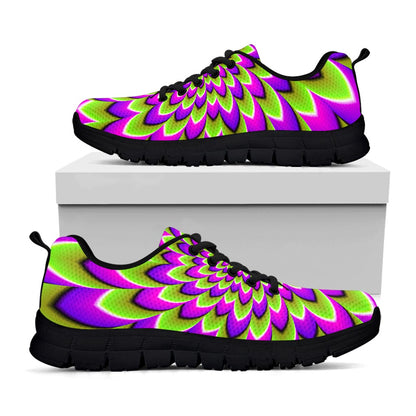 Green Expansion Moving Optical Illusion Black Running Shoes