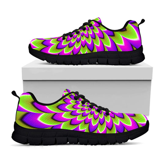 Green Expansion Moving Optical Illusion Black Running Shoes