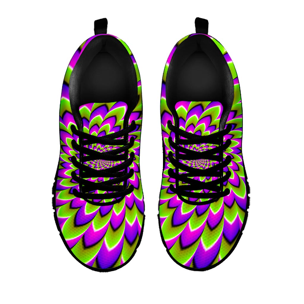Green Expansion Moving Optical Illusion Black Running Shoes