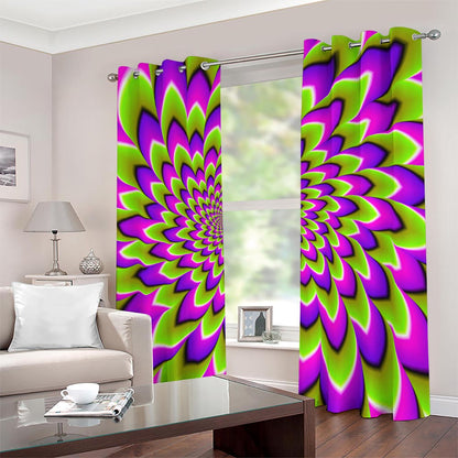 Green Expansion Moving Optical Illusion Blackout Grommet Curtains