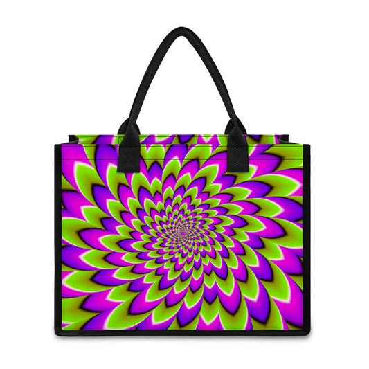 Green Expansion Moving Optical Illusion Canvas Tote Bag