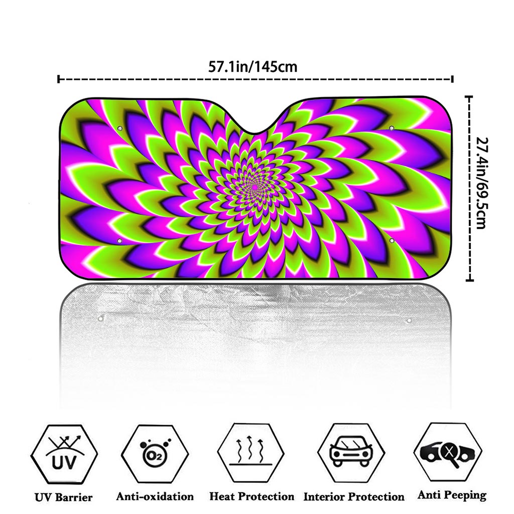 Green Expansion Moving Optical Illusion Car Windshield Sun Shade