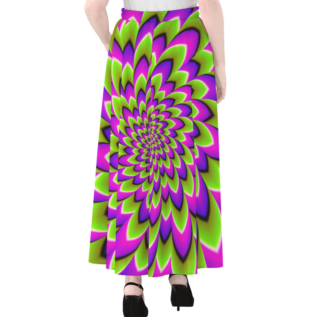 Green Expansion Moving Optical Illusion Chiffon Maxi Skirt