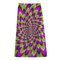 Green Expansion Moving Optical Illusion Cotton Front Slit Maxi Skirt