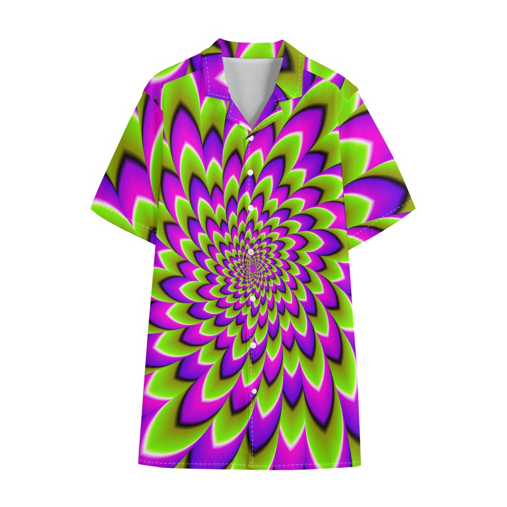 Green Expansion Moving Optical Illusion Cotton Hawaiian Shirt