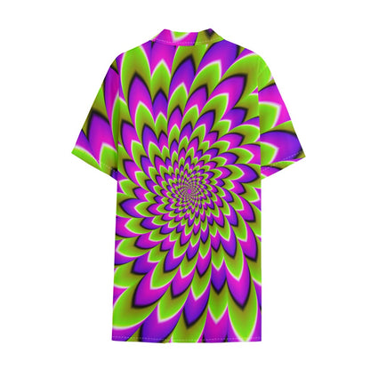 Green Expansion Moving Optical Illusion Cotton Hawaiian Shirt