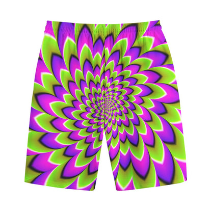 Green Expansion Moving Optical Illusion Cotton Shorts