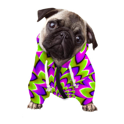 Green Expansion Moving Optical Illusion Dog Zip Up Hoodie