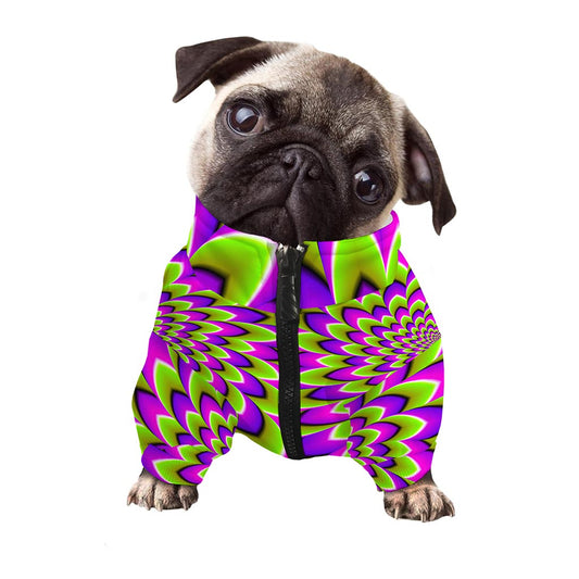 Green Expansion Moving Optical Illusion Dog Zip Up Jacket