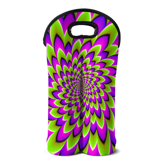 Green Expansion Moving Optical Illusion Double Neoprene Wine Tote