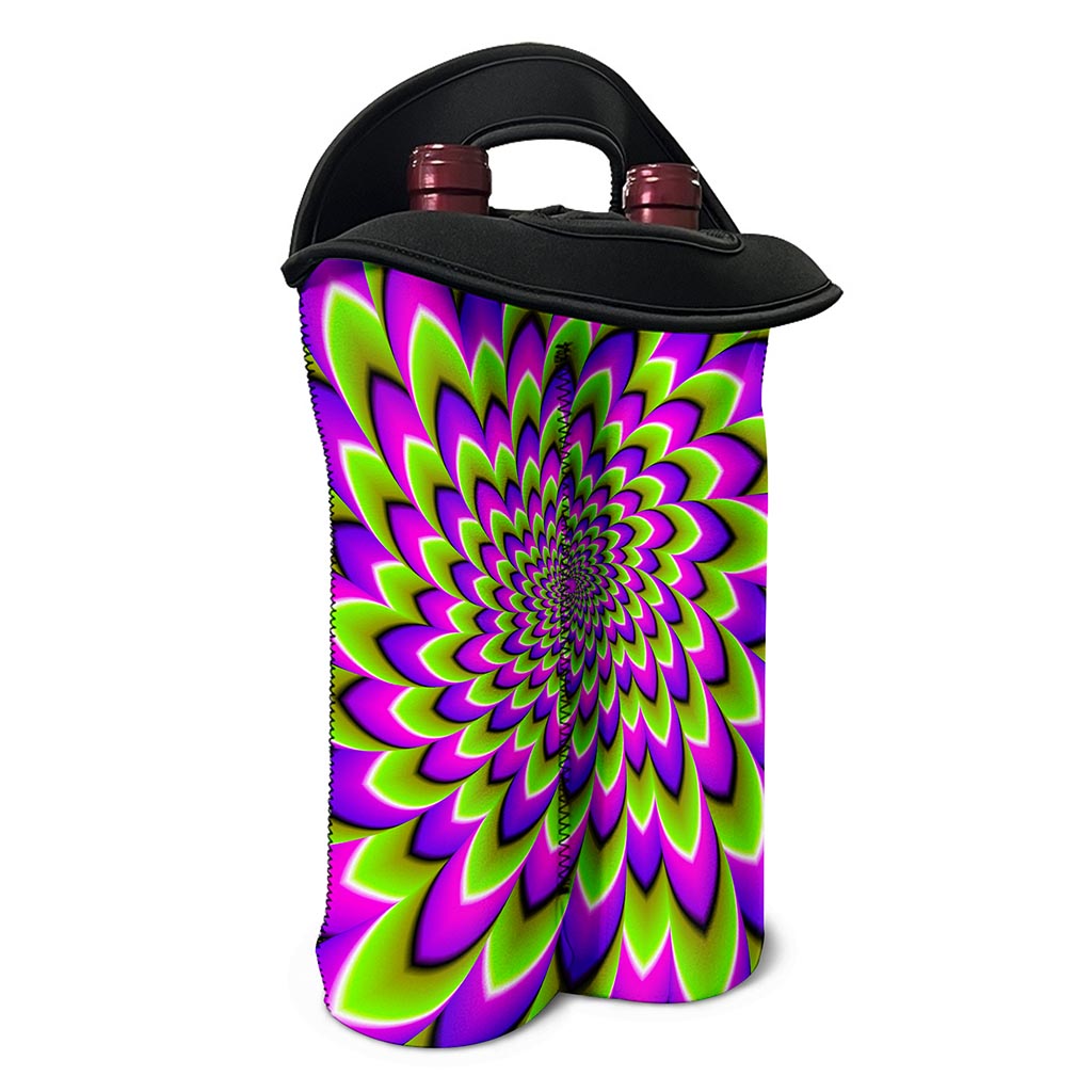 Green Expansion Moving Optical Illusion Double Neoprene Wine Tote