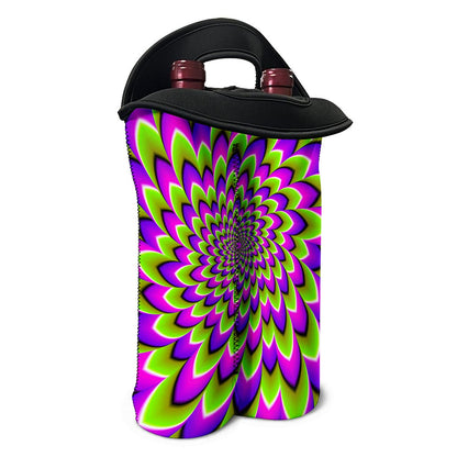 Green Expansion Moving Optical Illusion Double Neoprene Wine Tote