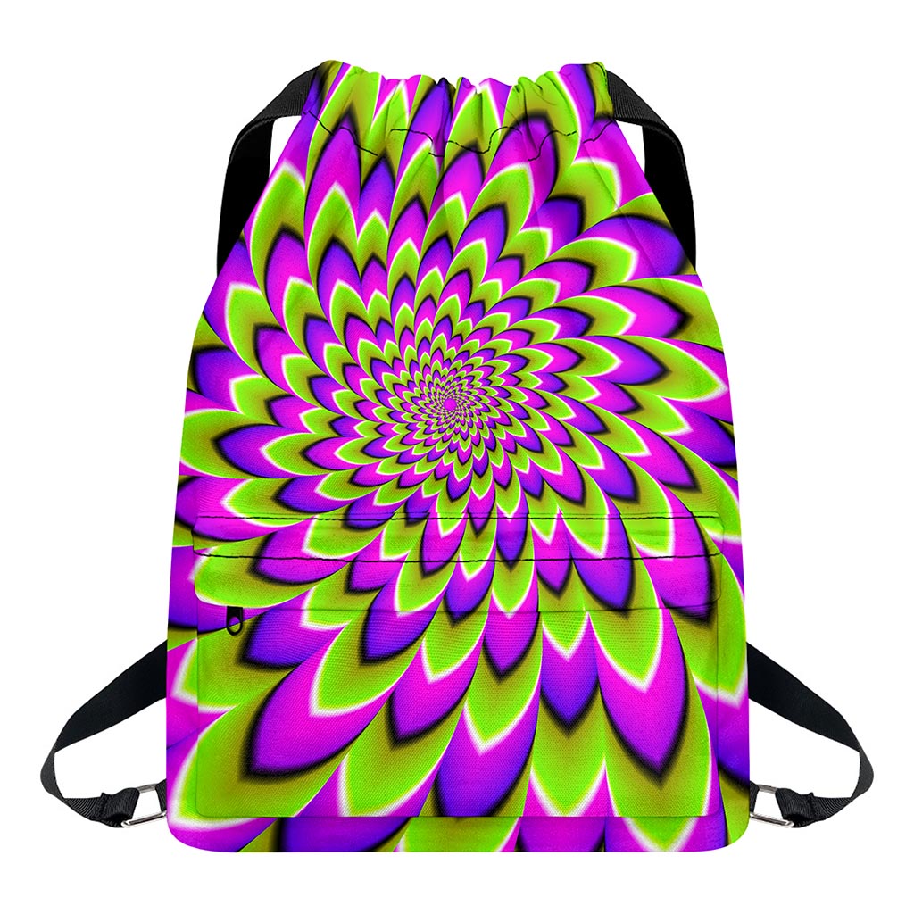 Green Expansion Moving Optical Illusion Drawstring Backpack