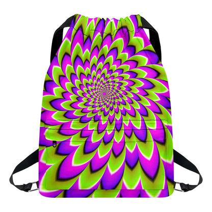 Green Expansion Moving Optical Illusion Drawstring Backpack
